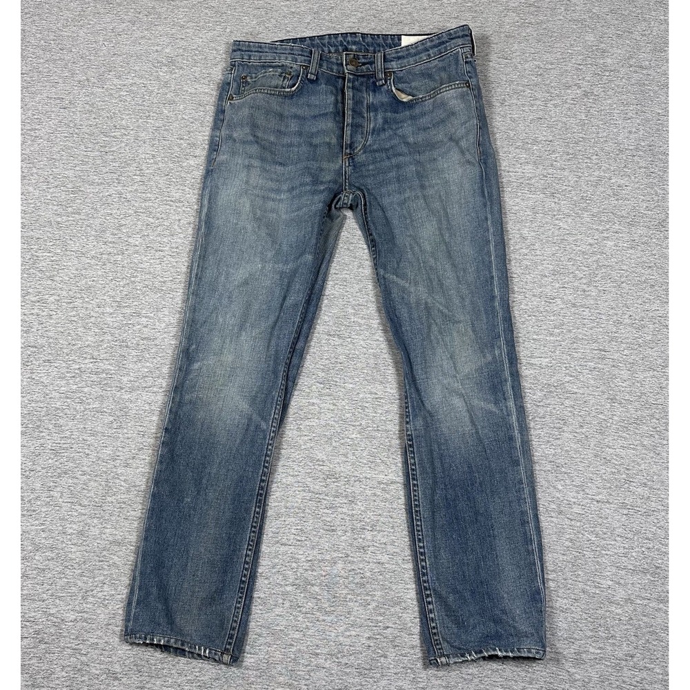 Rag & Bone Jeans Mens 30x29 Blue Denim Slim Fit 2 Button Fly City Distress